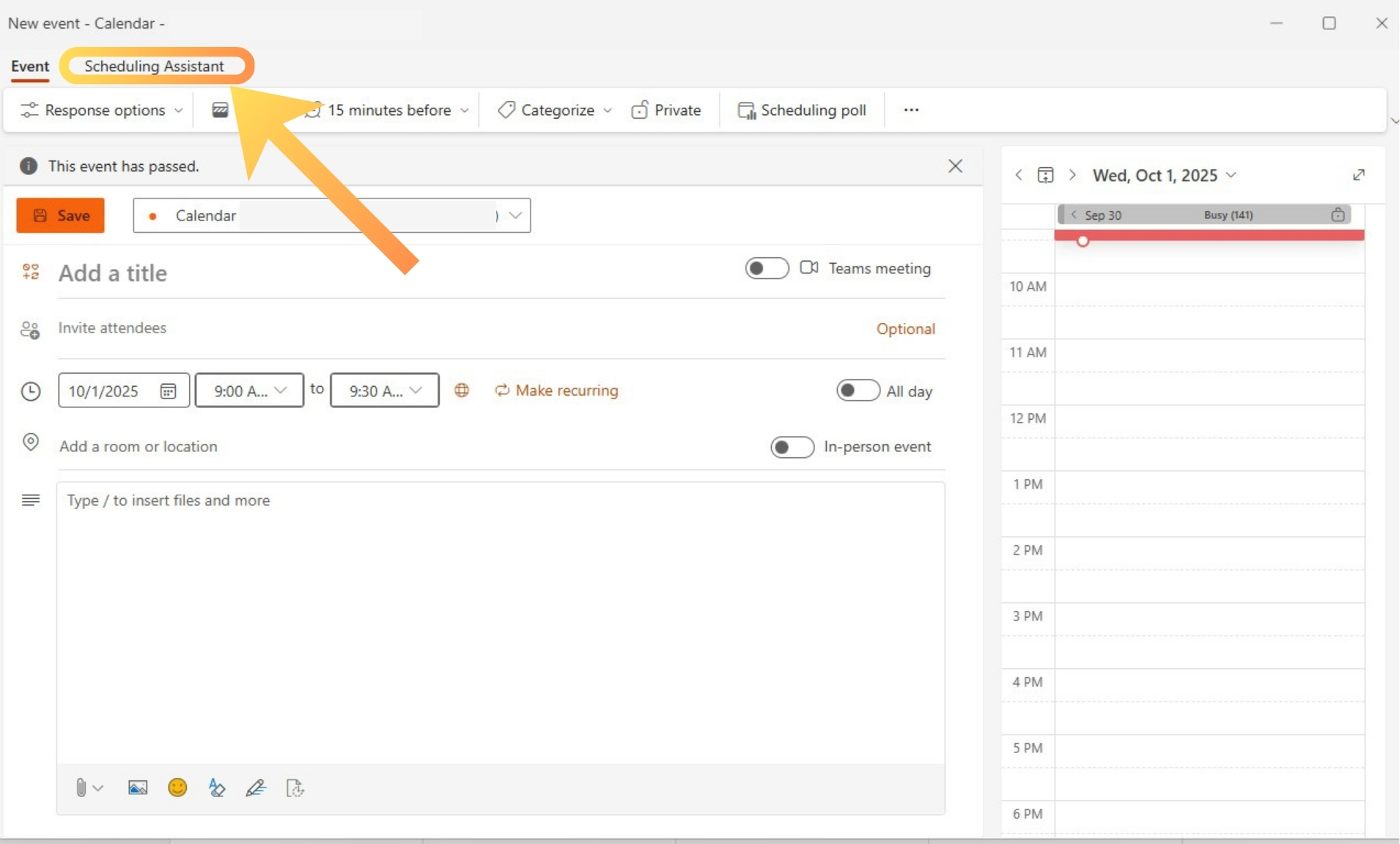 scheduling assistant for outlook